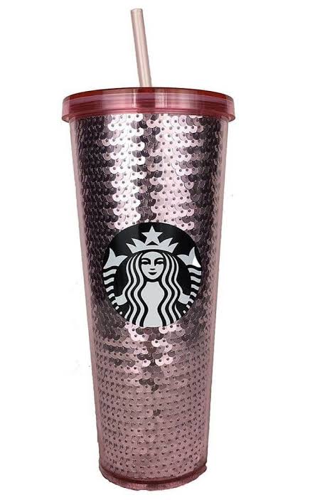 Vaso Starbucks Edicion Navidad 2020 24 oz Rosa Lentejuelas