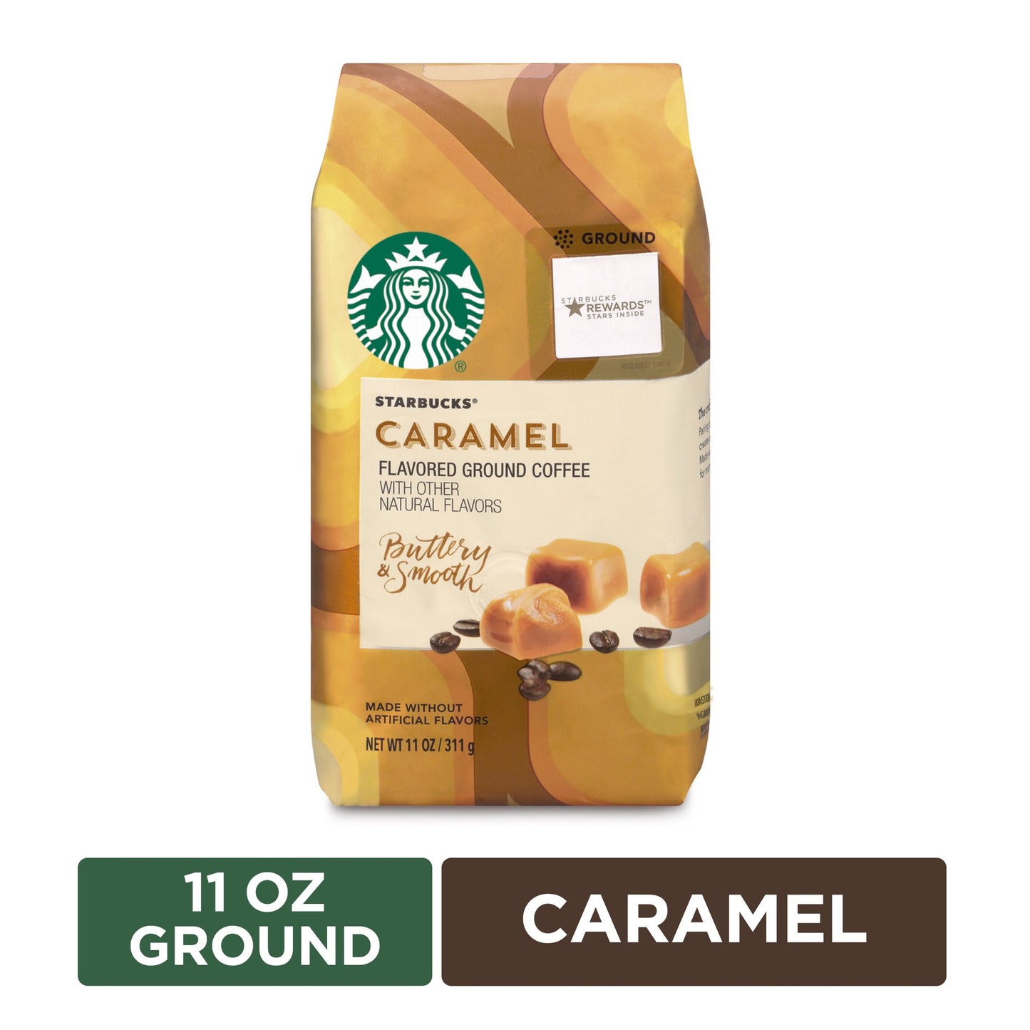 Café molido con sabor Starbucks - Caramelo - 1 bolsa (11 oz.)