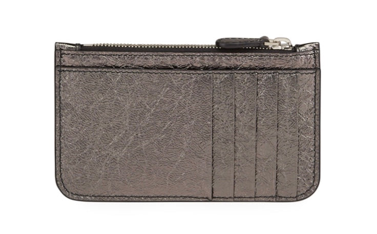 Balenciaga Monedero Gris Metálico Piel