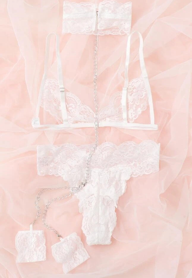 Set de Lencería con encaje- Blanco