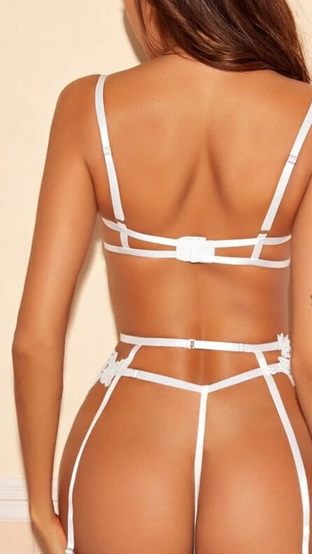 Set Lencería con liga- Blanco