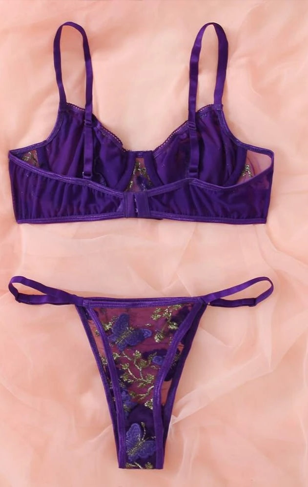 Lencería con mariposas-Morado