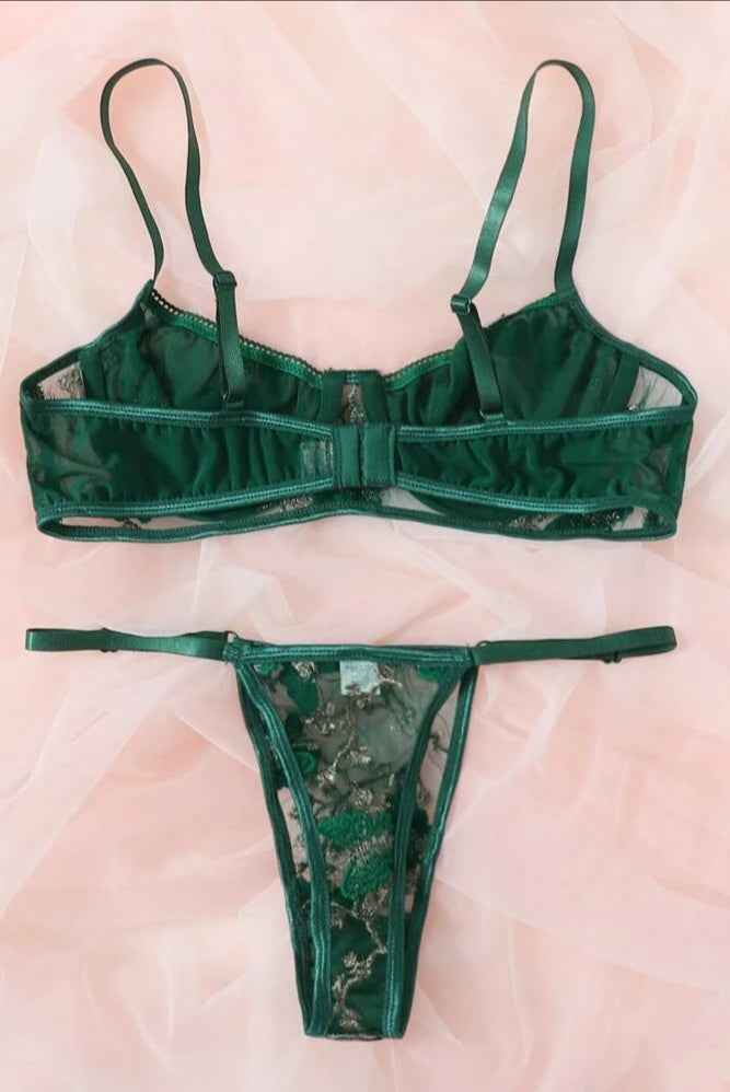 Lencería con mariposas-Verde