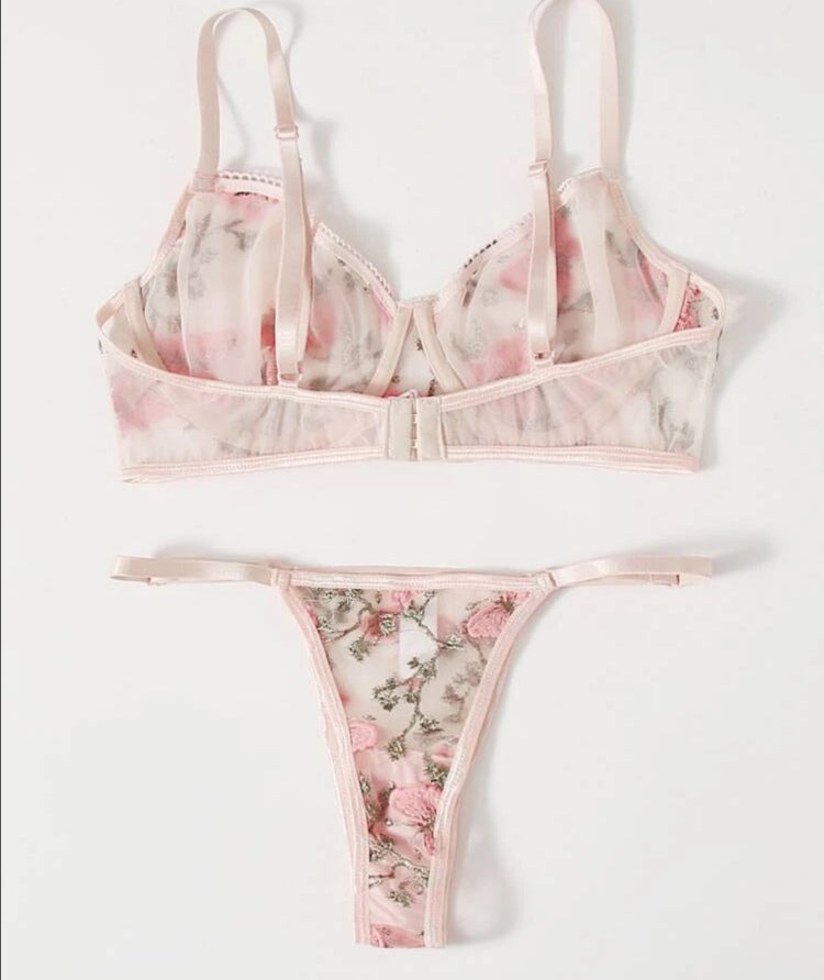 Lencería con mariposas-Rosa