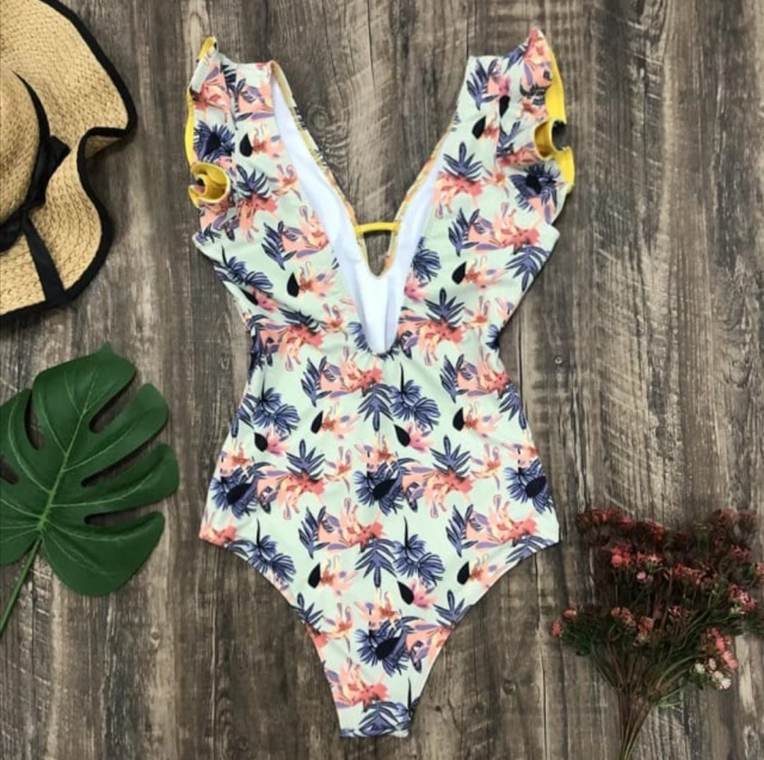 Traje de Baño~ Completo Olanes Aqua Amarillo