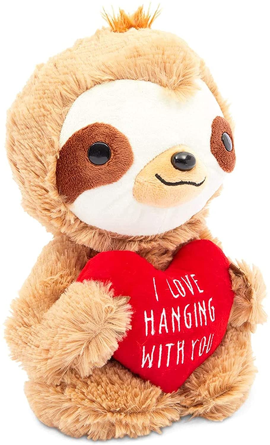 Blue Panda Sloth Plush Toy with Red Heart, I Love Hanging with You Stuffed Animal