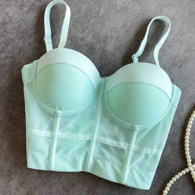 Corsé de Malla Azul Cielo