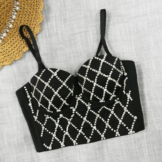 Corsé con Detalles Plateados Negro