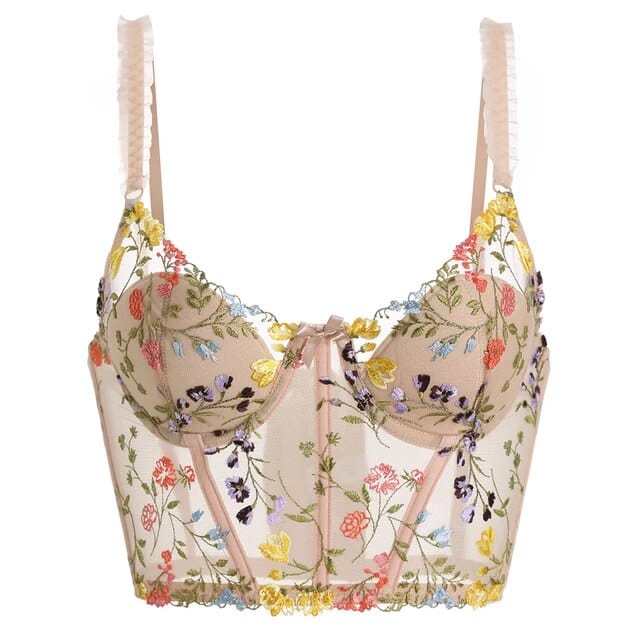 Corsé con Florecitas de Colores Café