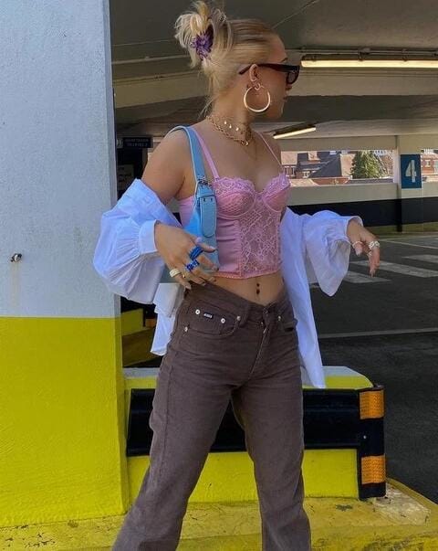 Corsé de Encaje Rosa