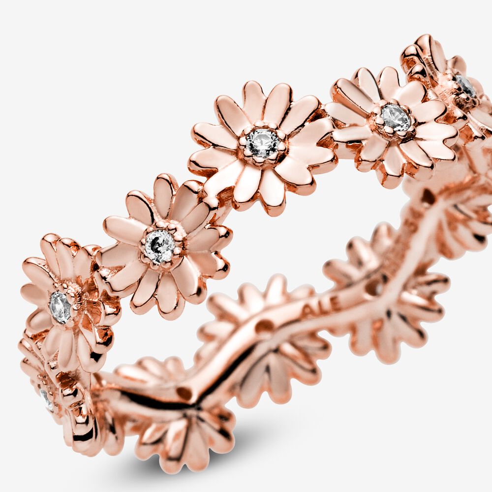 Rose Gold Sparkling Daisy Flower Crown Ring