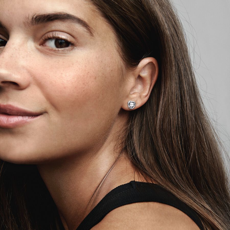 June White Eternity Circle Stud Earrings