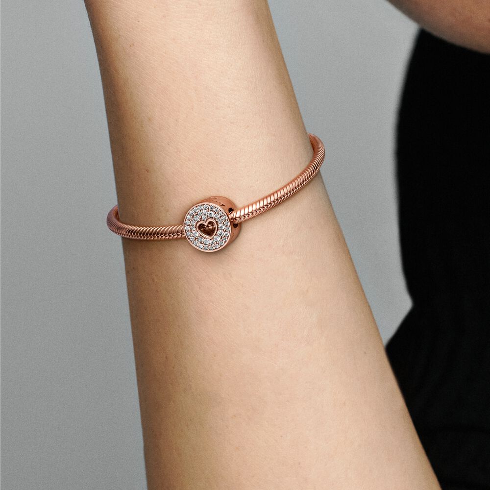 Pavé & Heart Anniversary Charm~Rose Gold