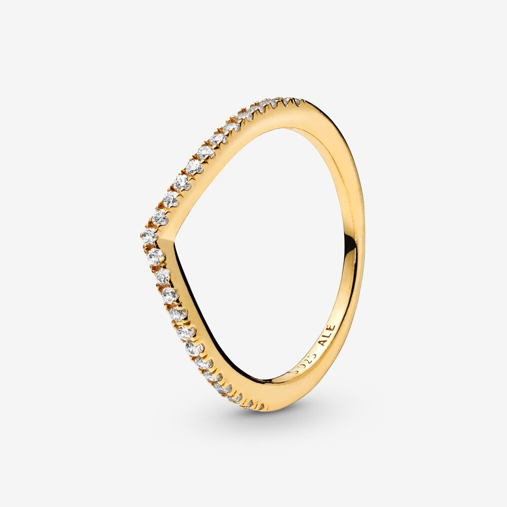 Halo of Gold Sparkling Wishbone Ring Set