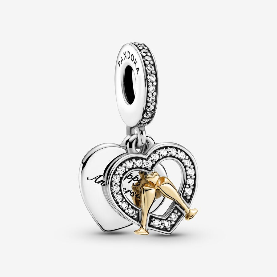 Two-tone Happy Anniversary Dangle Charm