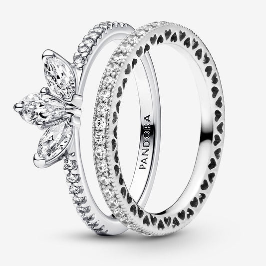 Tear-shaped Tiara Ring Set