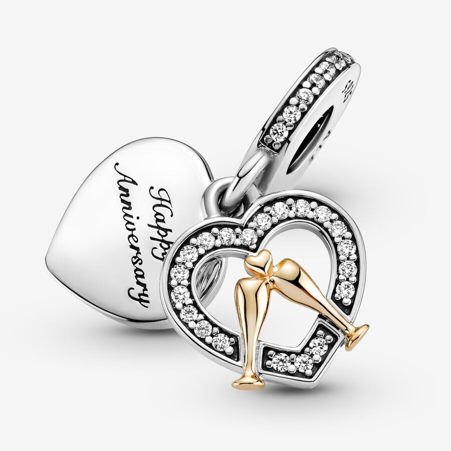 Two-tone Happy Anniversary Dangle Charm