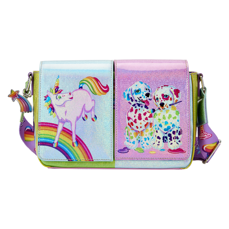 Lisa Frank Holographic Glitter Color Block Crossbody Bag