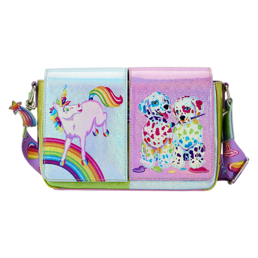 Lisa Frank Holographic Glitter Color Block Crossbody Bag