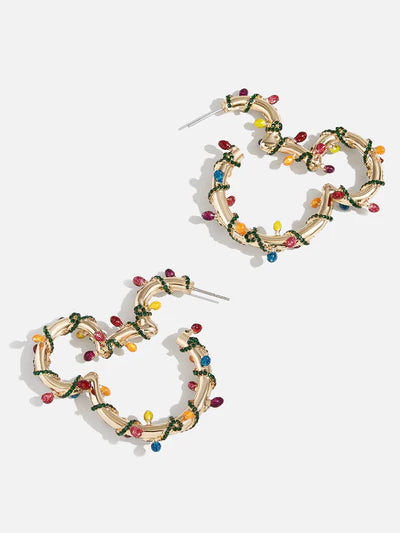 Mickey Mouse Holiday Lights Disney Essential Hoop Earrings