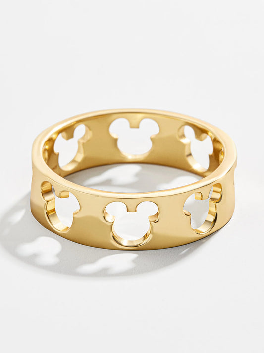 Mickey Mouse Outline 18K Gold Plated Sterling Silver Ring