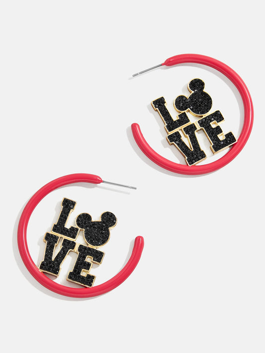 Red Mickey Mouse Disney Love Earring Hoops