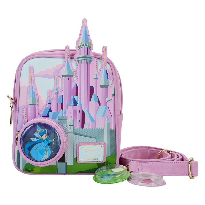 Sleeping Beauty Castle Three Good Fairies Stained Glass Crossbody Bag NEW