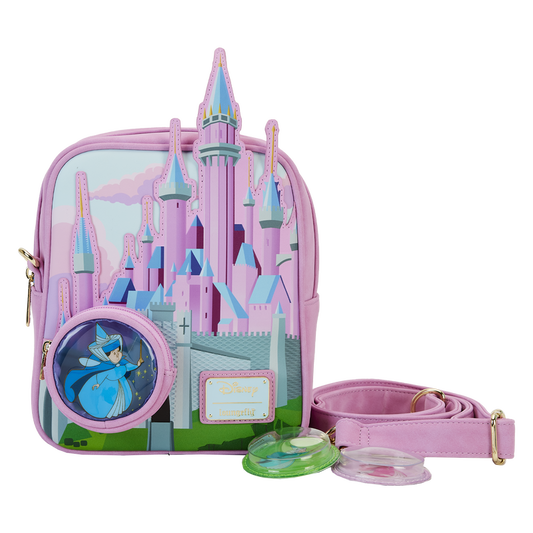 Sleeping Beauty Castle Three Good Fairies Stained Glass Crossbody Bag NEW