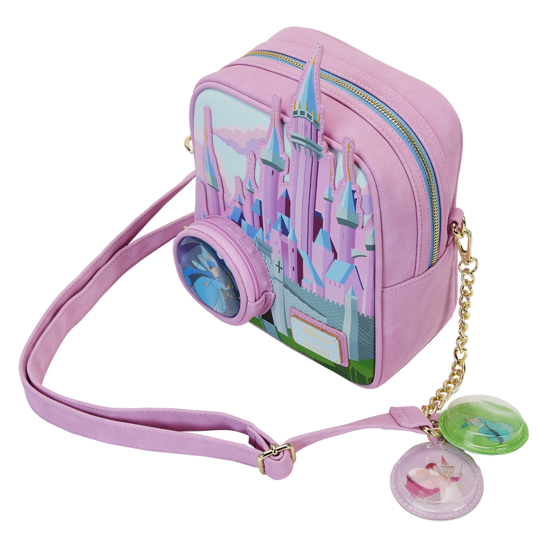 Sleeping Beauty Castle Three Good Fairies Stained Glass Crossbody Bag NEW