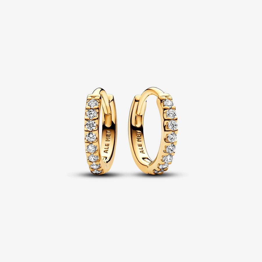 Gold Sparkling Huggie Hoop Earrings