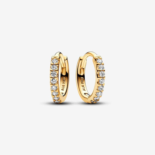 Gold Sparkling Huggie Hoop Earrings