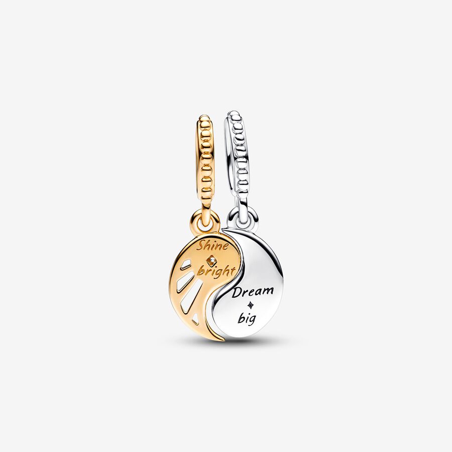 Two-tone Splittable Sun & Moon Dangle Charm