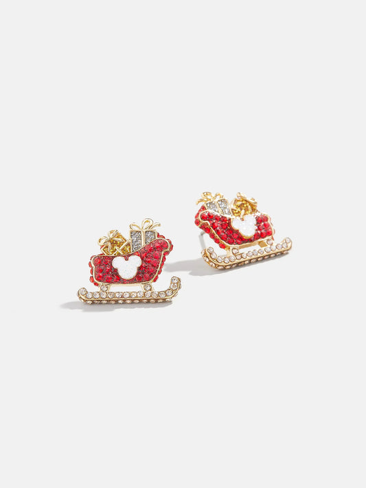 Santa's Sleigh Mickey Mouse Disney Holiday Earrings