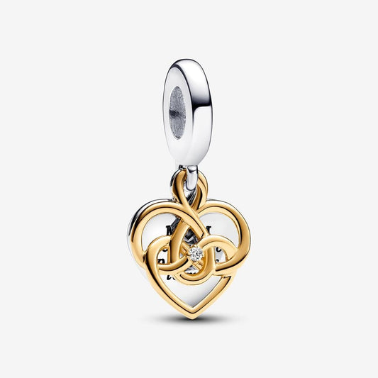 Lab-grown Diamond Engravable Mom Double Dangle Charm