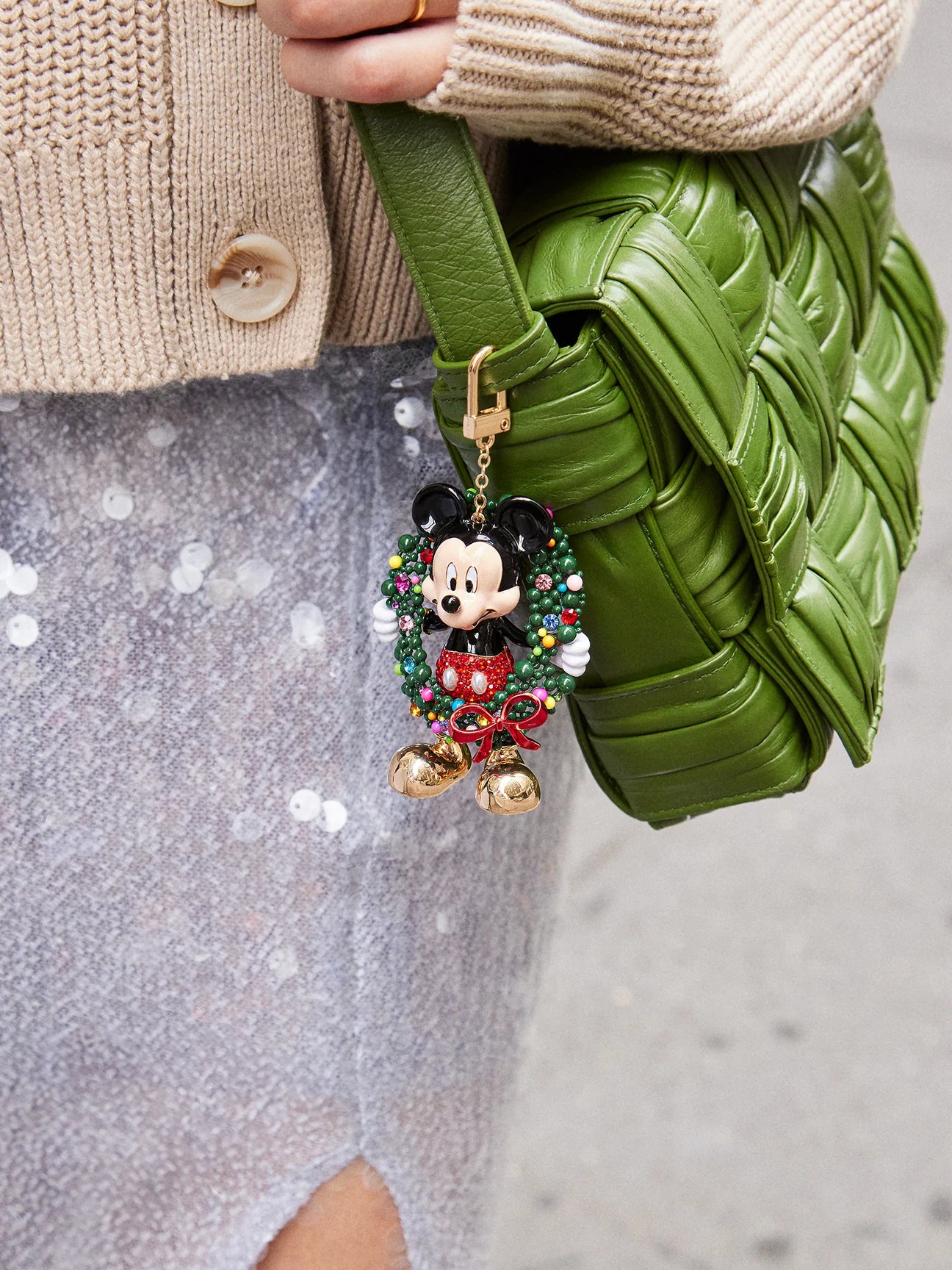 Mickey Mouse Holiday Welcome Wreath Disney Bag Charm