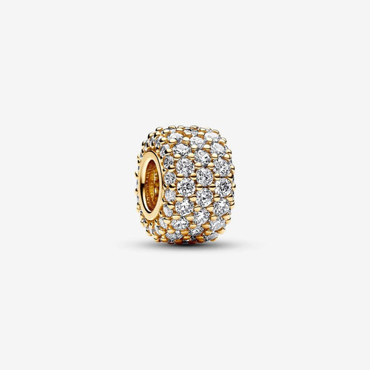 Gold Sparkling Pavé Triple-row Charm