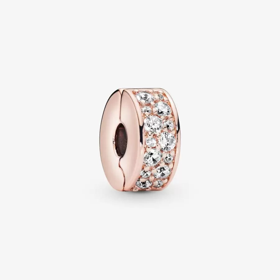 Clear Pavé Clip Charm Rose Gold