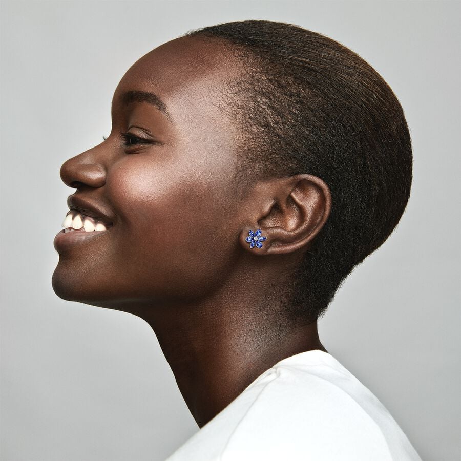 Sparkling Blue Herbarium Cluster Stud Earrings