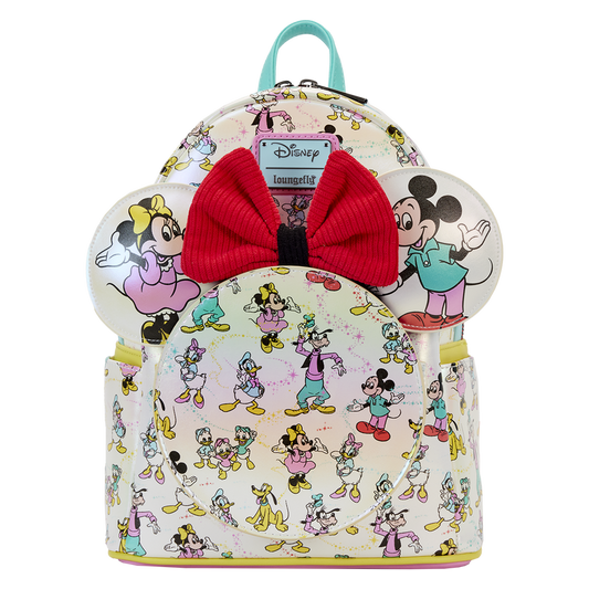 Disney100 Mickey & Friends Classic All-Over Print Iridescent Mini Backpack With Ear Headband