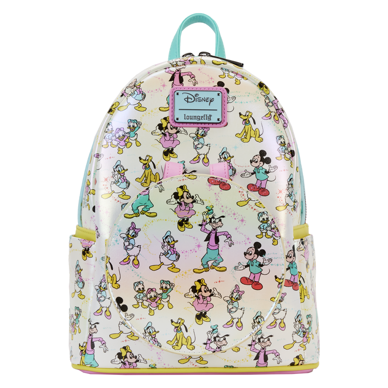 Disney100 Mickey & Friends Classic All-Over Print Iridescent Mini Backpack With Ear Headband