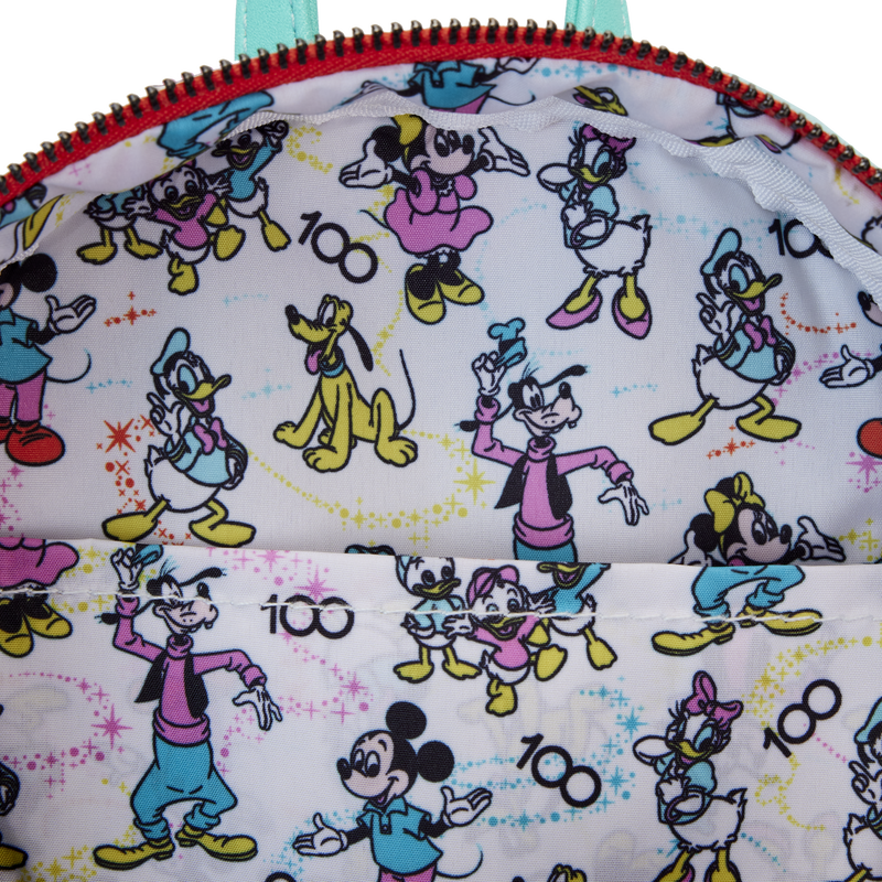 Disney100 Mickey & Friends Classic All-Over Print Iridescent Mini Backpack With Ear Headband