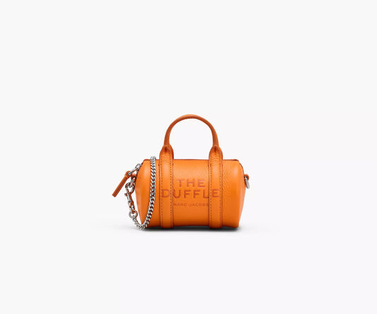 THE LEATHER NANO DUFFLE CROSSBODY- Tangerine