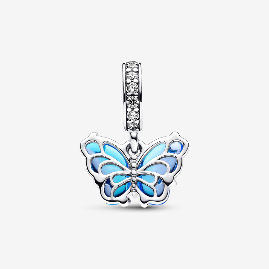 Blue Murano Glass Butterfly Dangle Charm