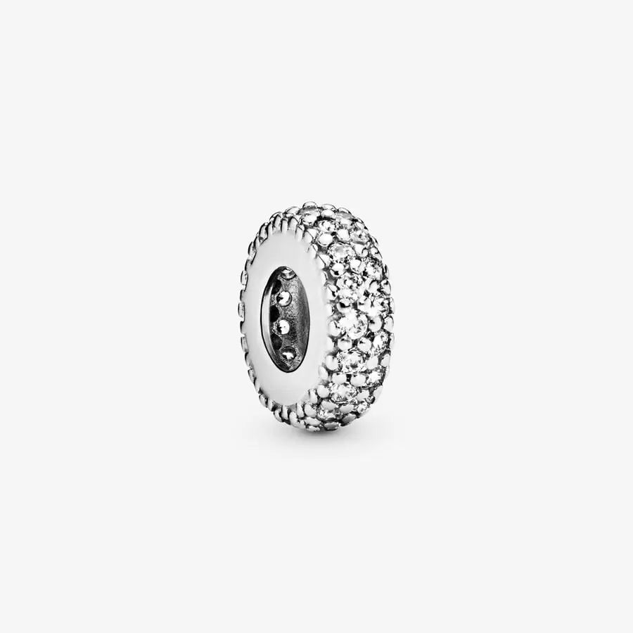 Clear Sparkle Spacer Charm Silver