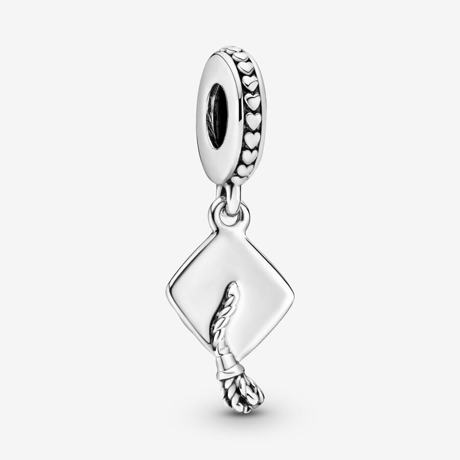 Silver Graduation Cap Dangle Charm