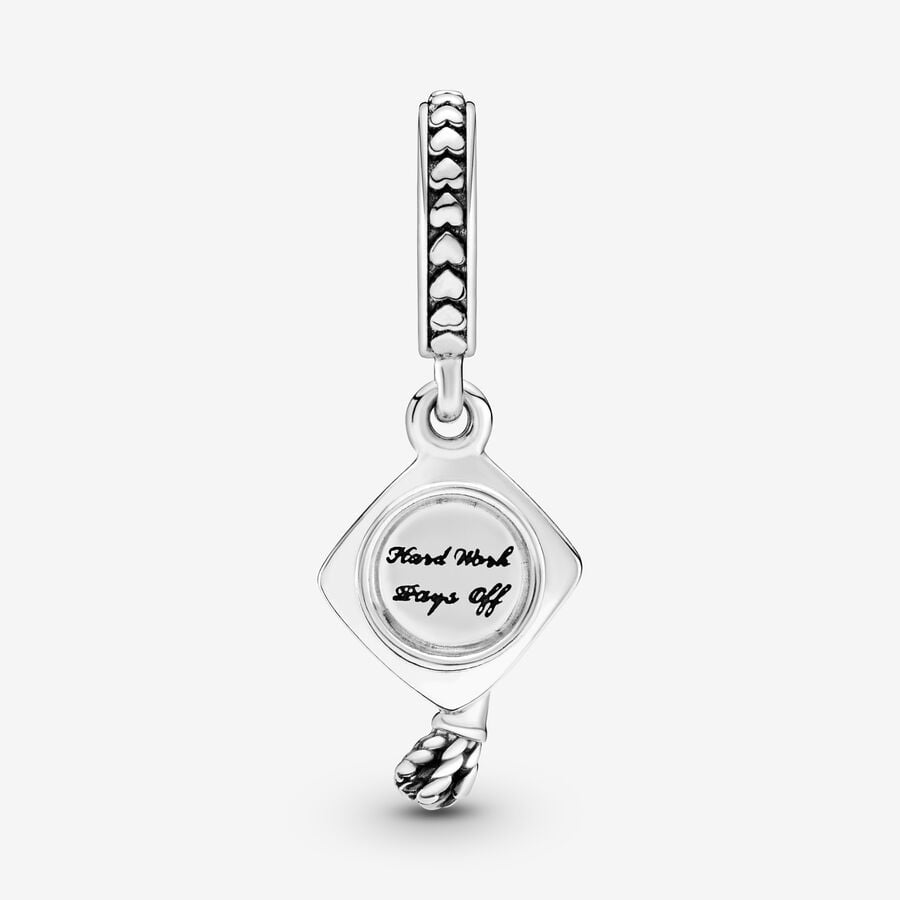 Silver Graduation Cap Dangle Charm