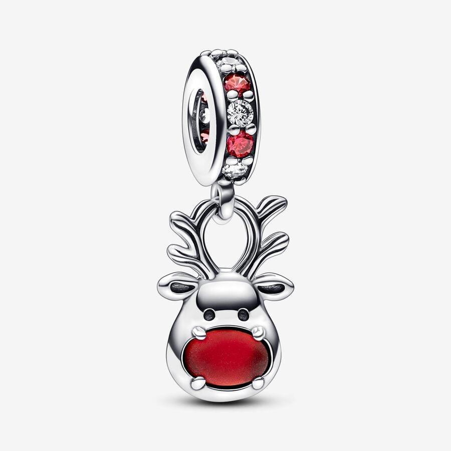 Red Nose Reindeer Murano Dangle Charm