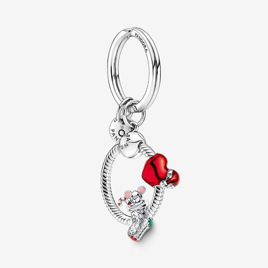 Christmas Red Heart and Mouse Key Ring Set