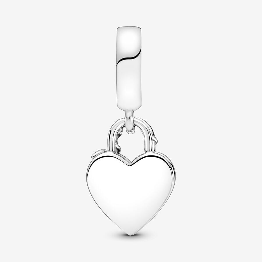 Rose Heart Padlock Dangle Charm