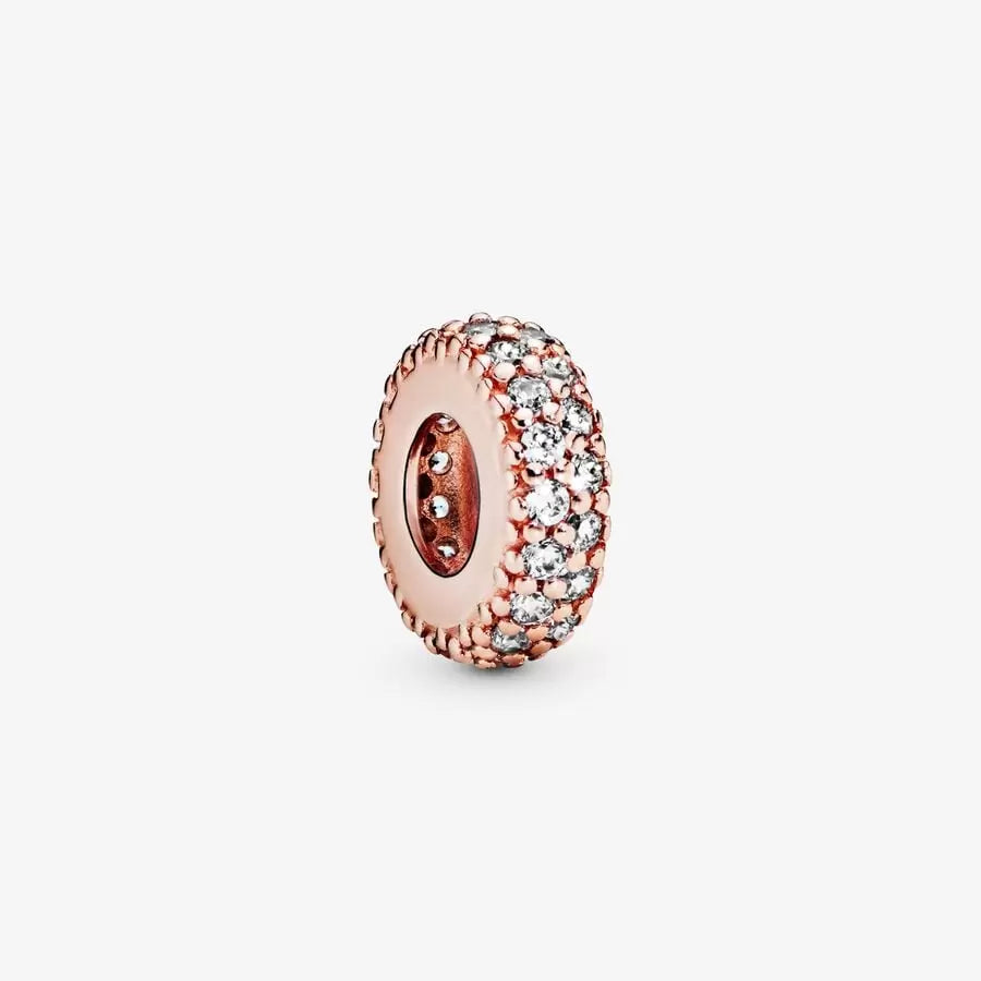 Clear Sparkle Spacer Charm Rose Gold